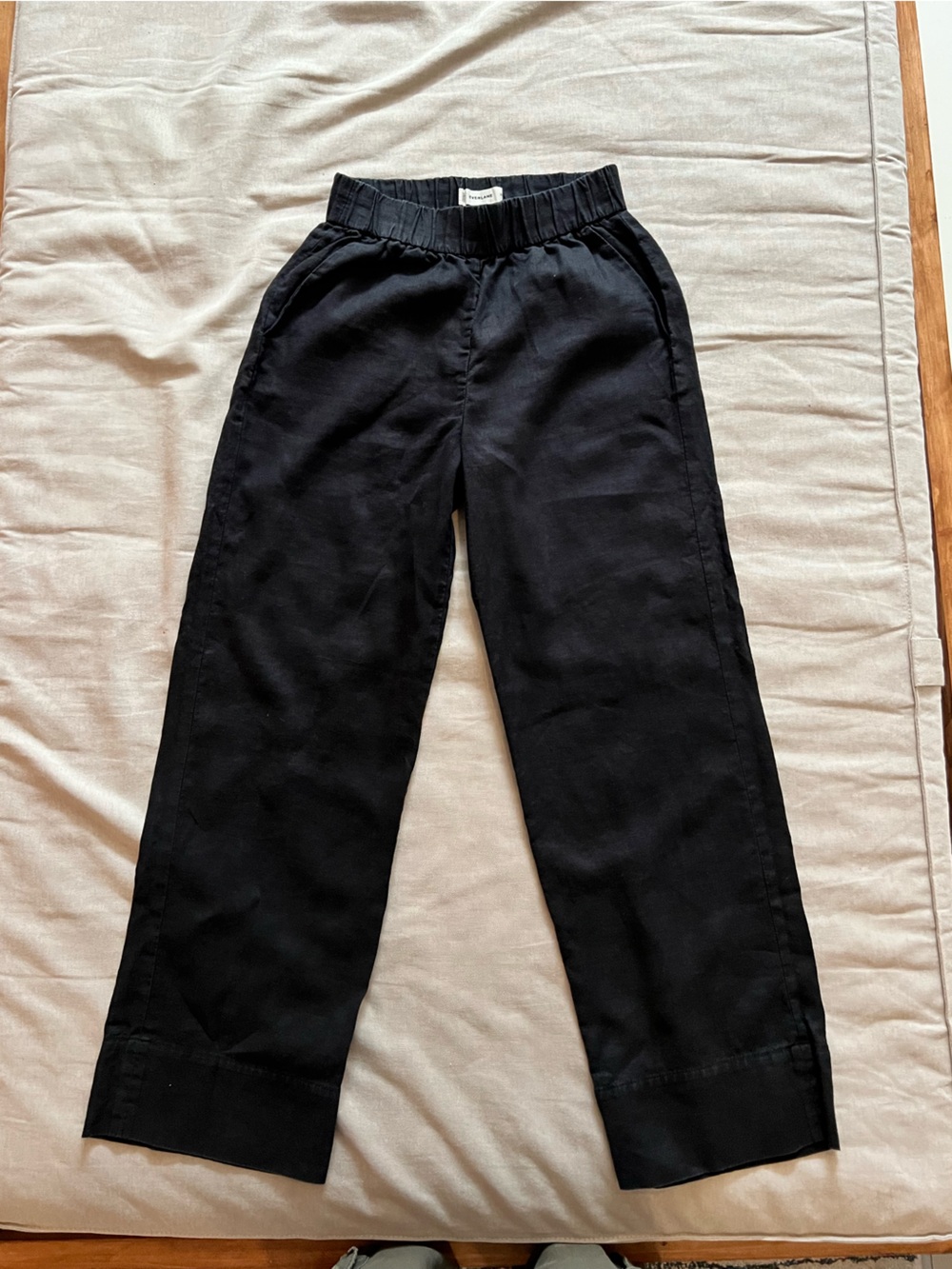 Everlane Black Elastic-Waist Wide-Leg Linen Trousers
